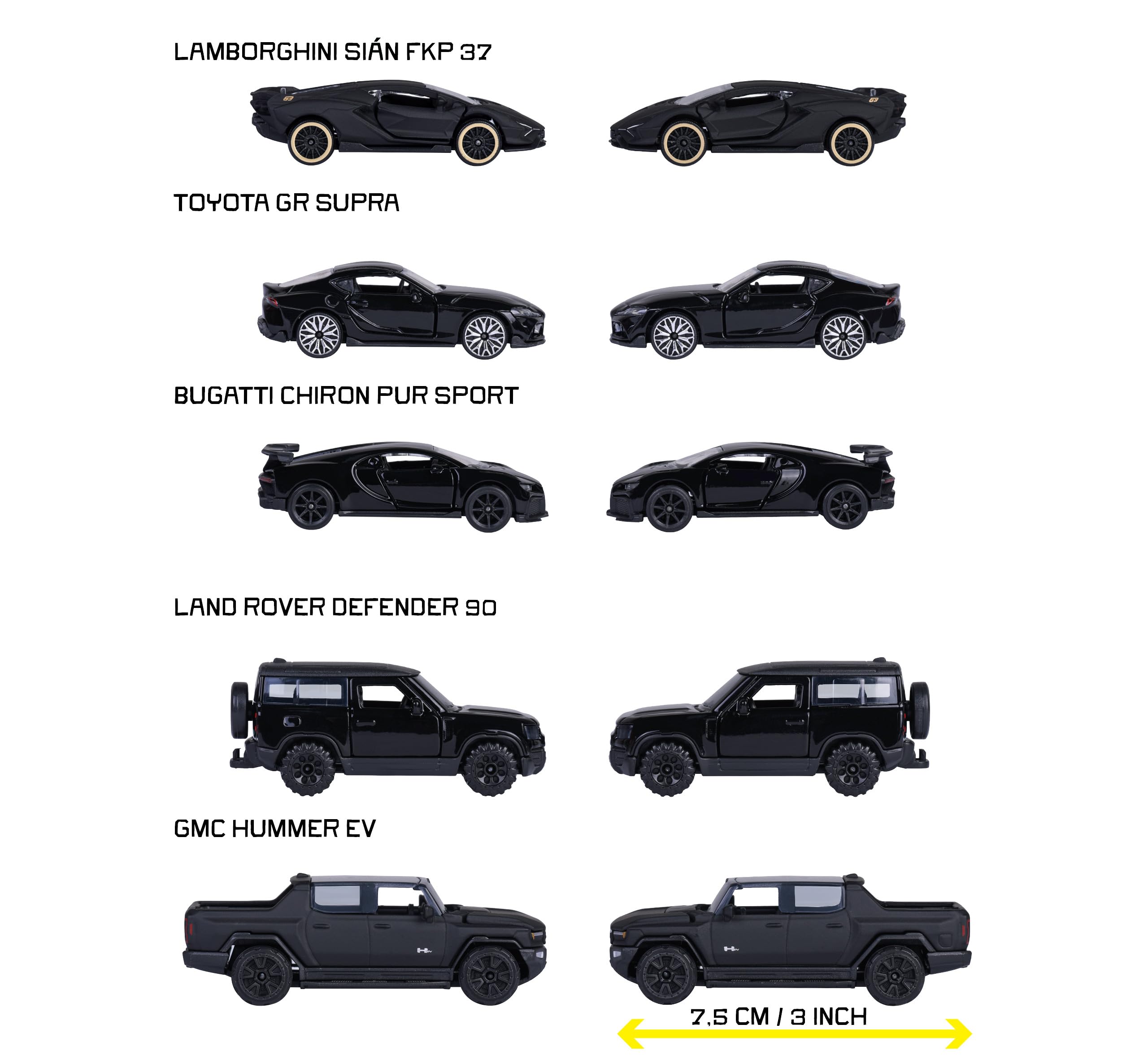 majorette-black-edition-auto-set-5er-pack-7-5-cm-metall image 2