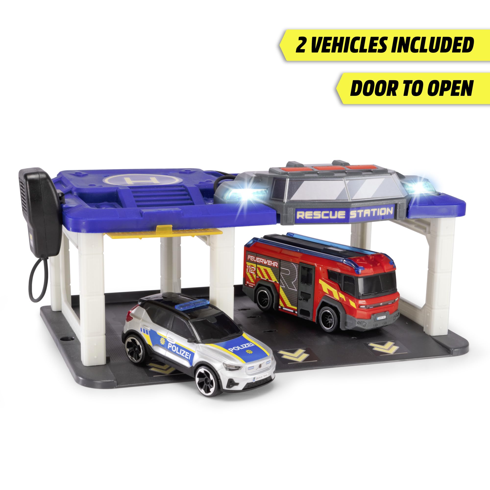 dickie-toys-rescue-auto-station-31x22cm-mit-polizei-und-feuerwehrauto image 3