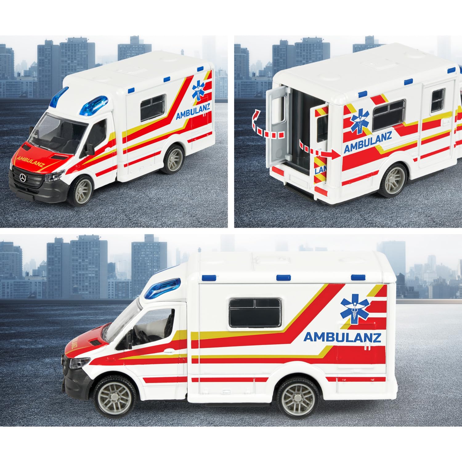 majorette-mercedes-benz-sprinter-ambulance-15-cm-gro-er-rettungswagen-mit-metall image 5