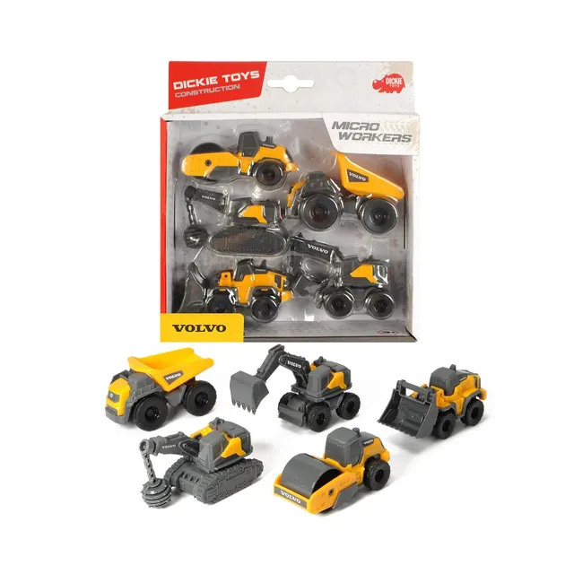 dickie-toys-volvo-micro-workers-5er-set-baustellenfahrzeuge-10-cm image 1