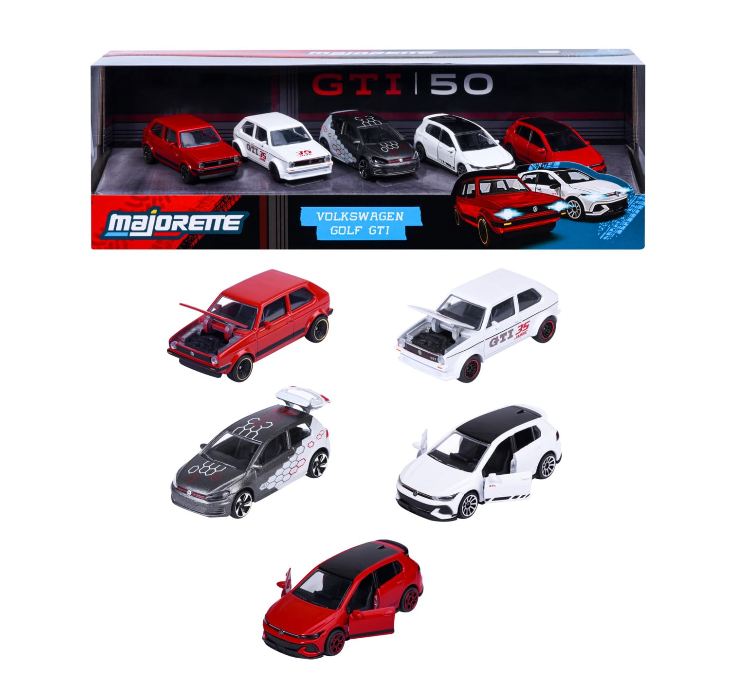 majorette-volkswagen-golf-gti-geschenkpack-5-st-ck-metall-1-64-jubil-ums-set image 1