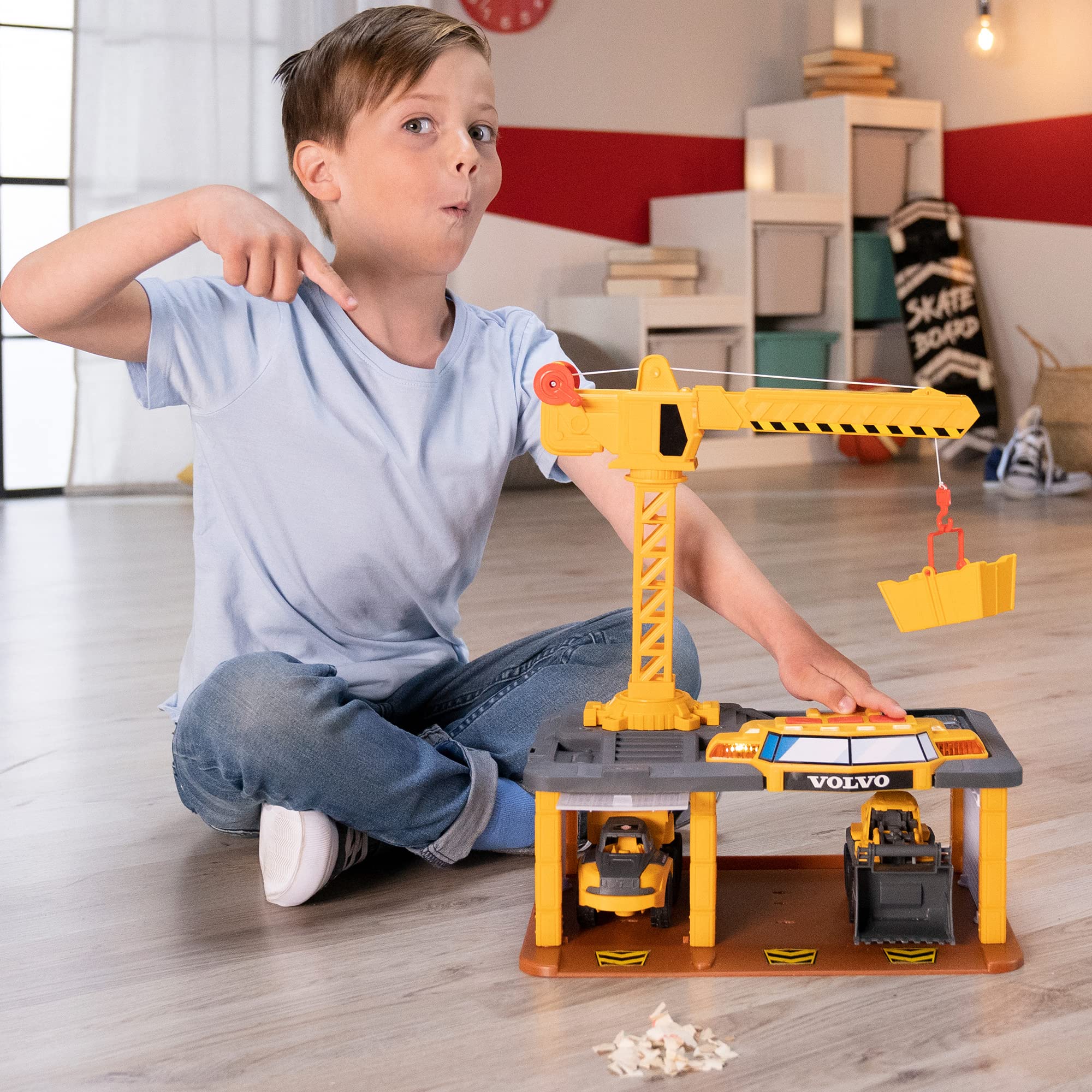 dickie-toys-volvo-construction-station-baustelle-spielstation-mit-bagger-kipplas image 8