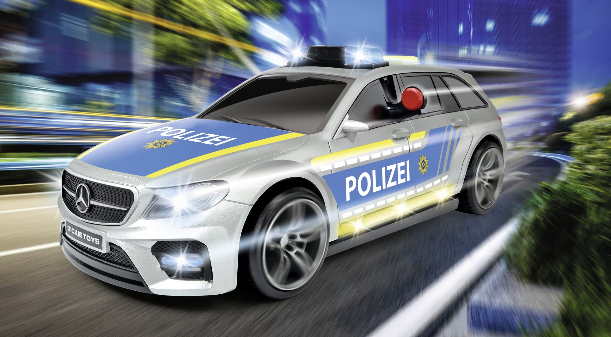 dickie-toys-mercedes-amg-e43-polizeiauto-30-cm-motorisiert-mit-hund-licht-und-si image 2