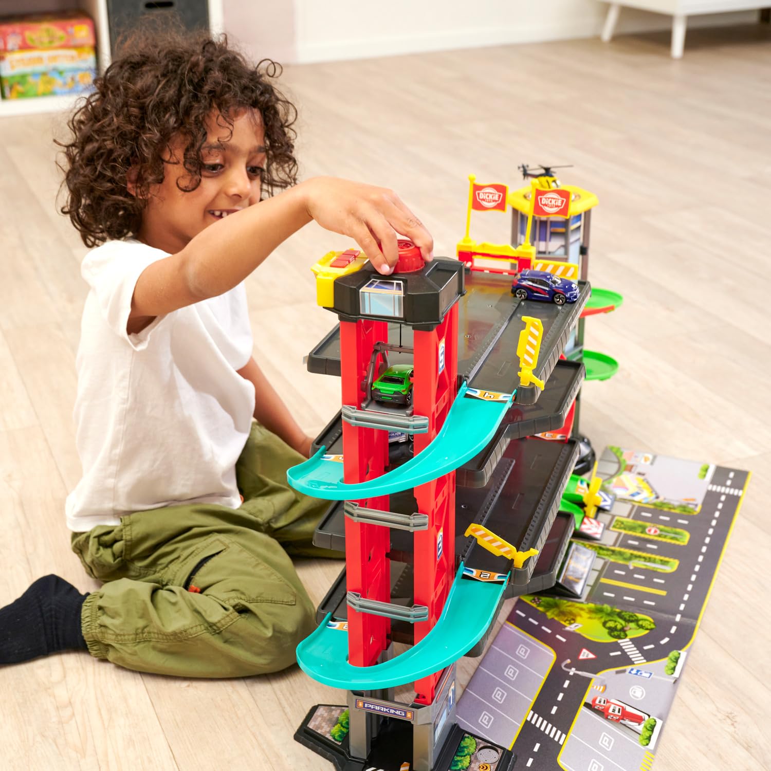 dickie-toys-parkhaus-4-st-ckig-87x52-cm-mit-5-ebenen-autos-helikopter image 5