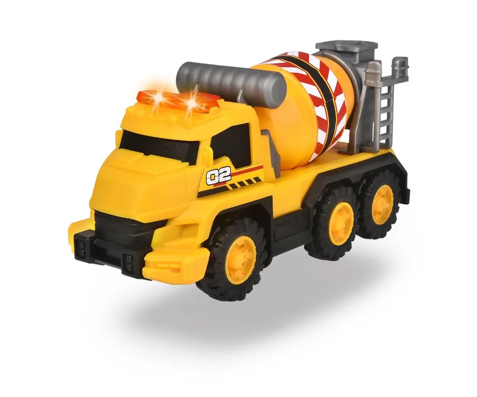 dickie-toys-betonmischer-16-cm-gelb-mit-licht-sound-drehbarer-trommel image 1