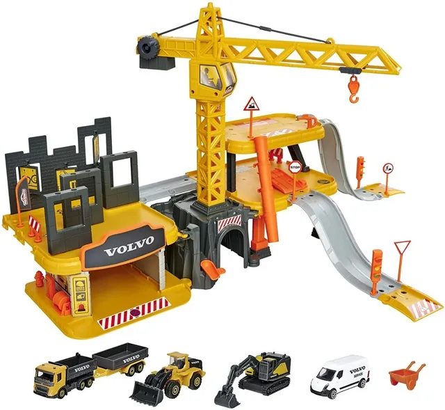majorette-creatix-gro-baustelle-xxl-spielset-mit-5-volvo-baufahrzeugen image 1