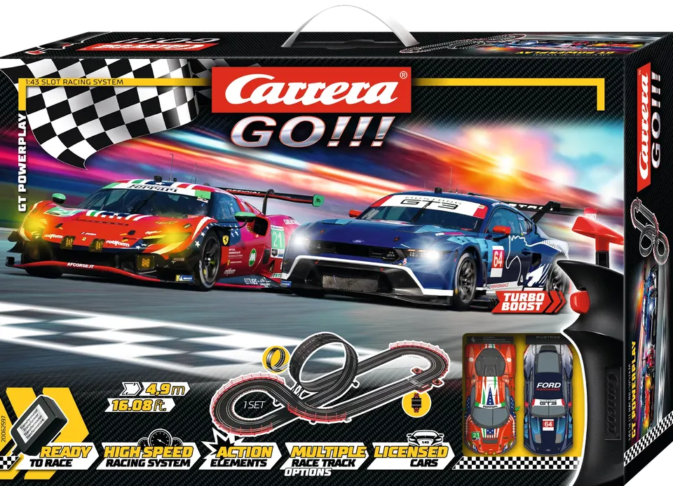 carrera-rc-carrera-go-set-gt-powerplay-ford-mustang-gt3-vs-ferrari-296-gt3 image 1