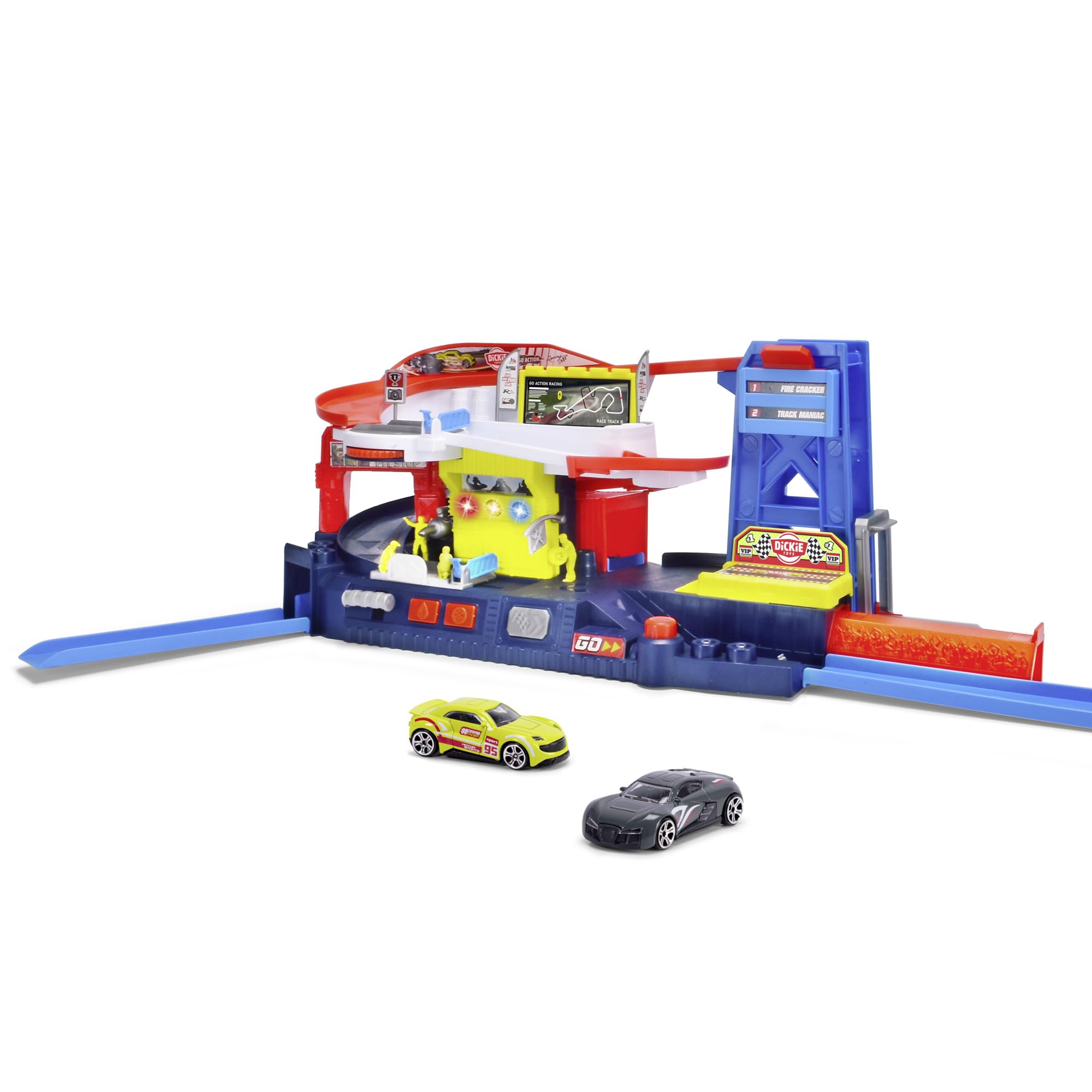 dickie-toys-pit-stop-spiel-set-racing-station-92-cm-mit-auto image 1