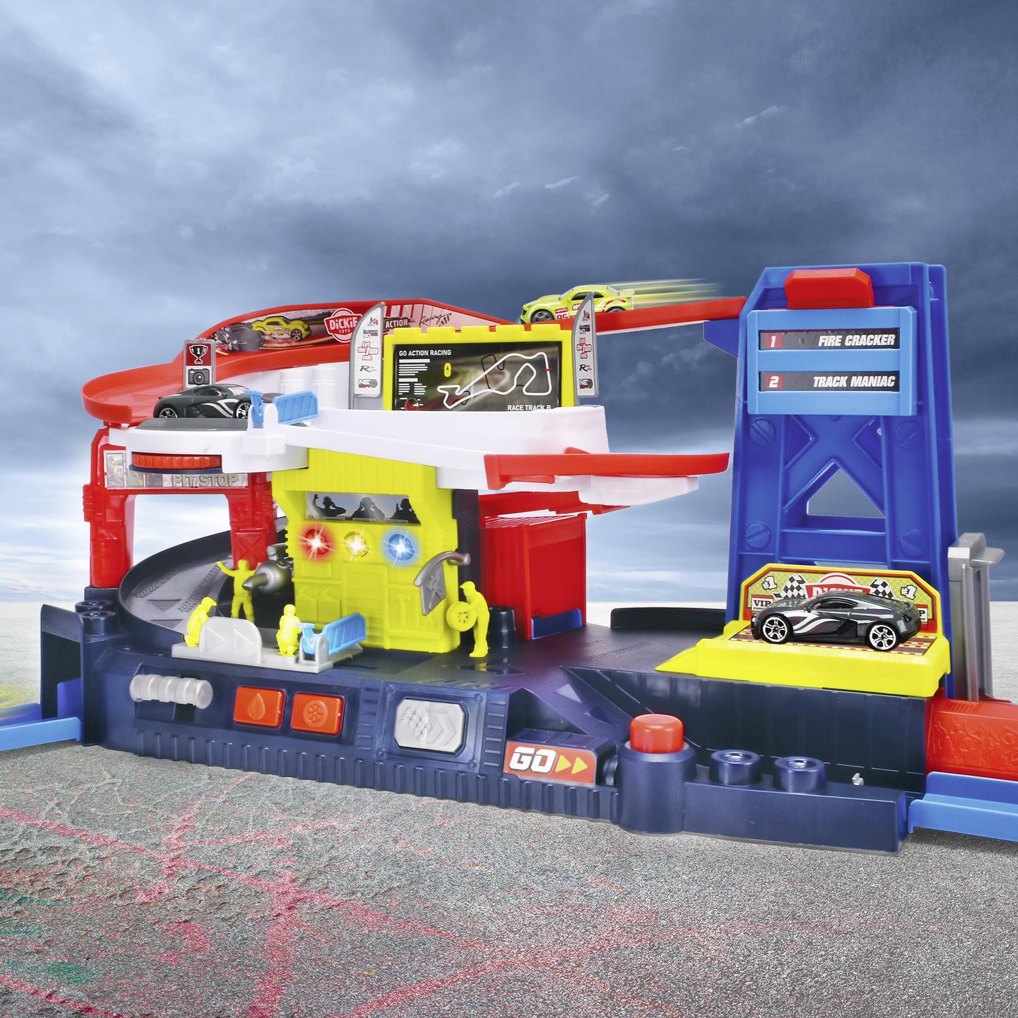 dickie-toys-pit-stop-spiel-set-racing-station-92-cm-mit-auto image 6