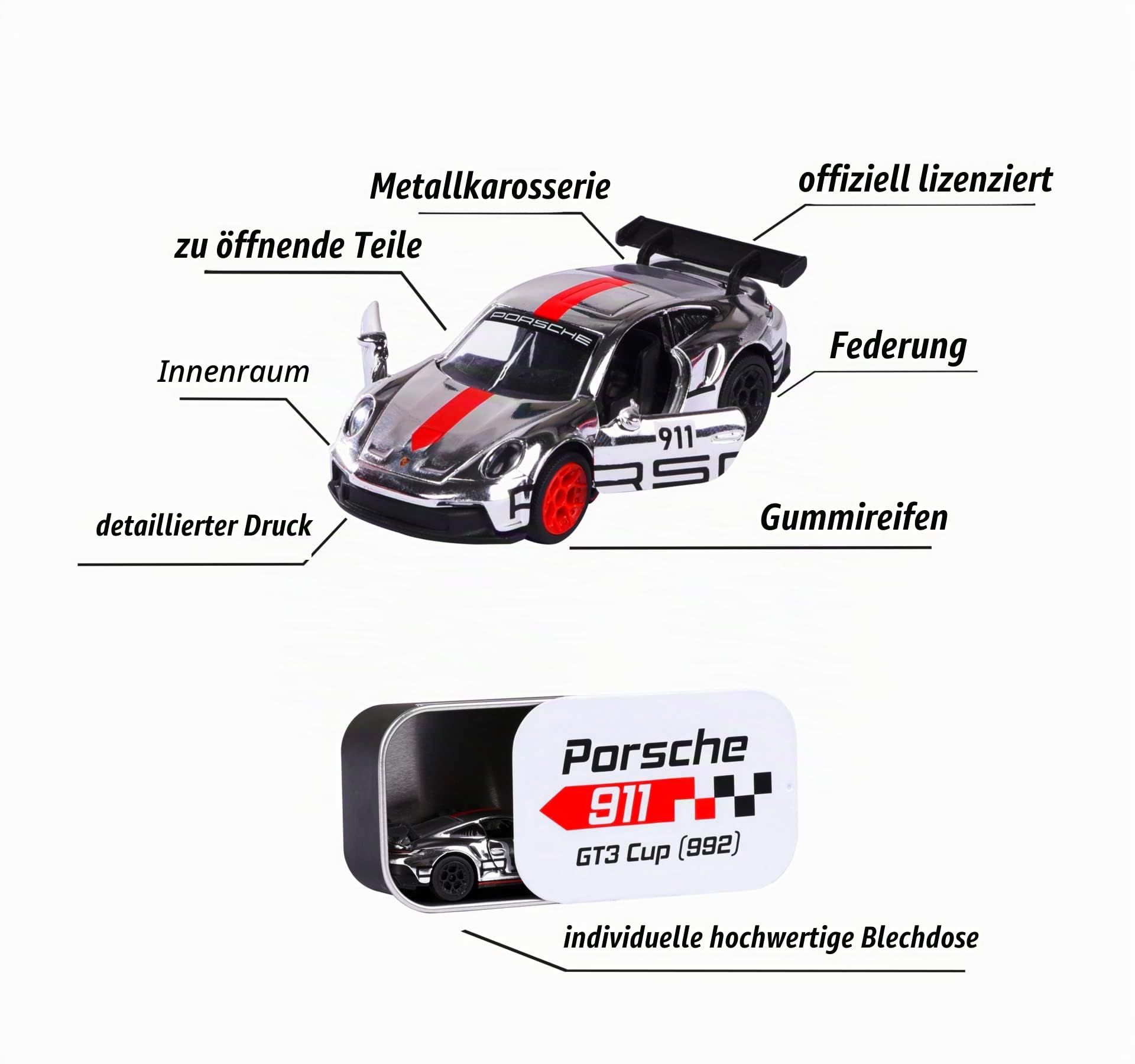 majorette-porsche-deluxe-edition-modellauto-7-5cm-mit-sammelbox image 3