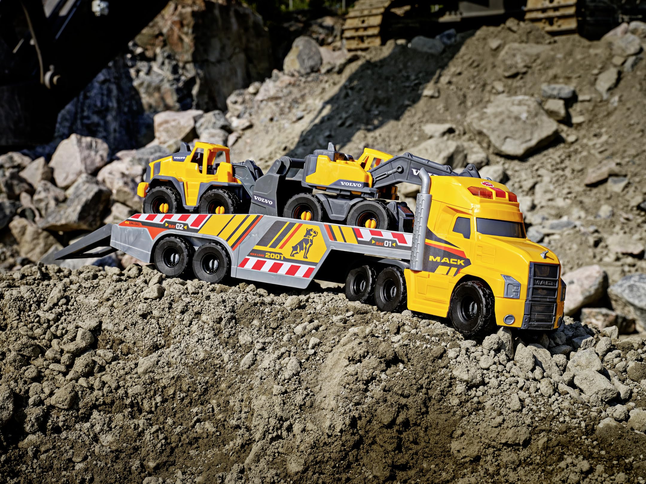 dickie-toys-volvo-heavy-mack-truck-70cm-lkw-mit-bagger-radlader-licht-sound image 5