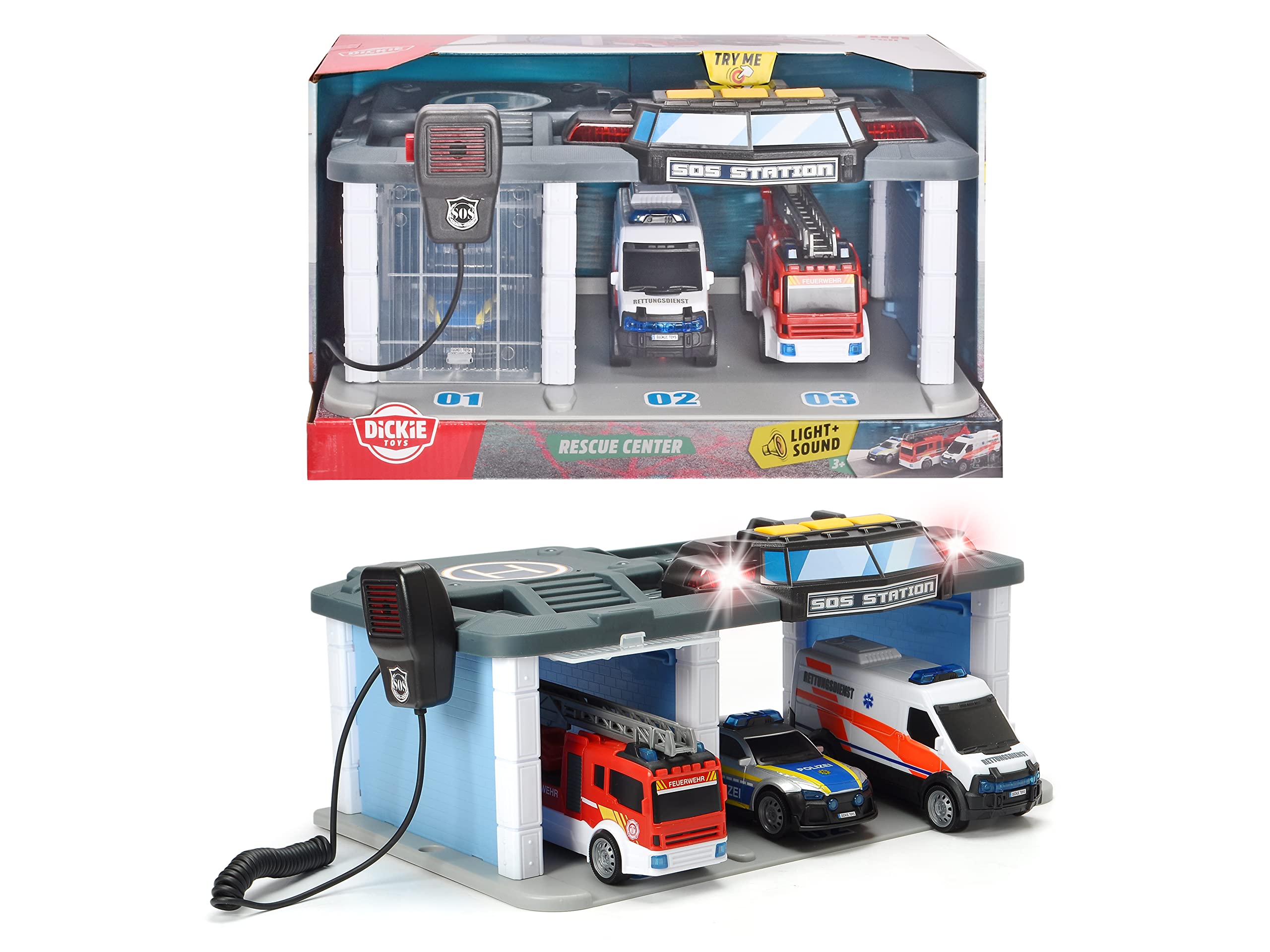 dickie-toys-sos-rettungsstation-mit-polizei-feuerwehr-krankenwagen-licht-sound image 5