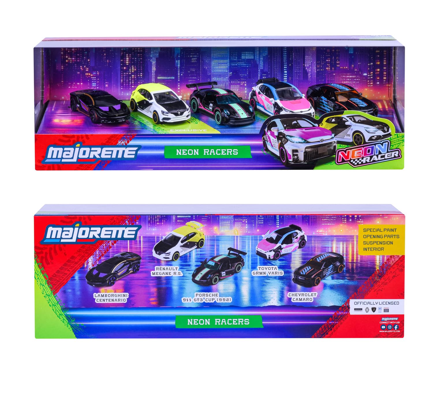 majorette-neon-racer-5er-geschenkset-streetracing-autos-metall-1-64-7-5-cm image 7