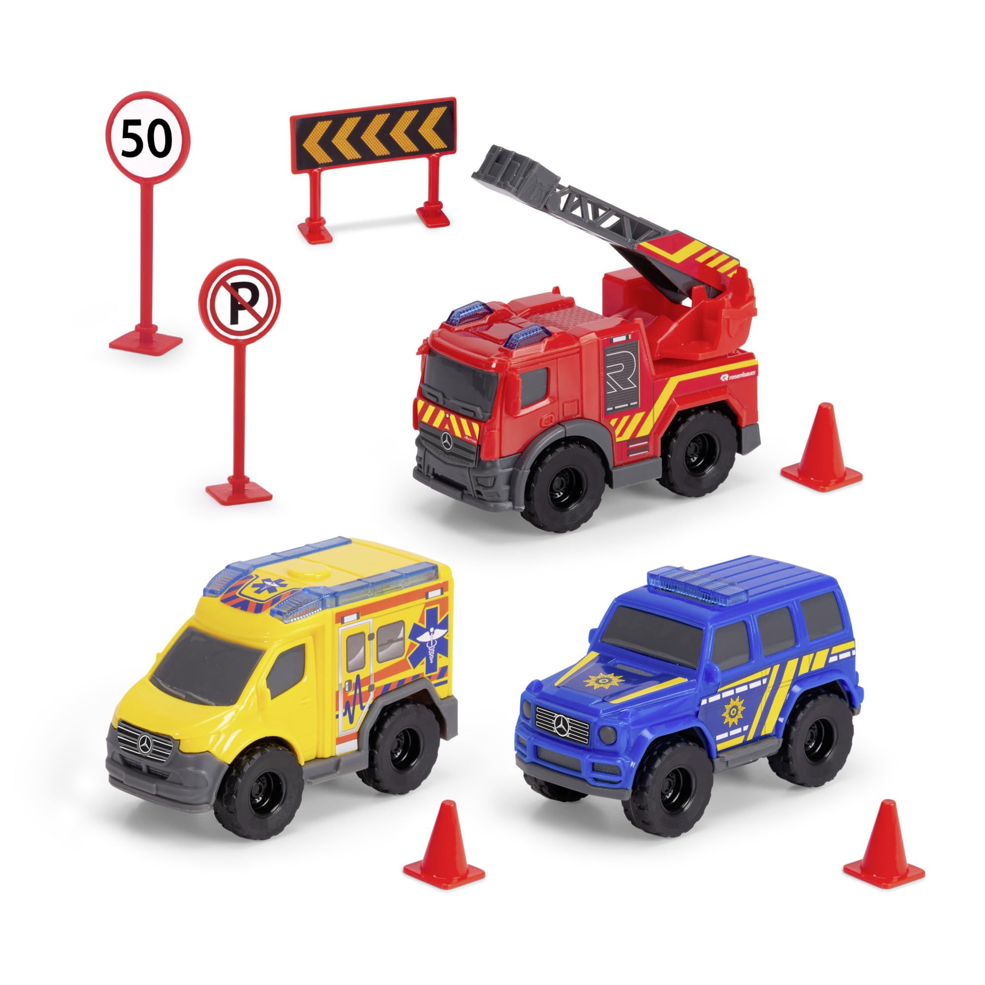 dickie-toys-micro-sos-auto-station-2-ebenen-3-mercedes-benz-autos image 2