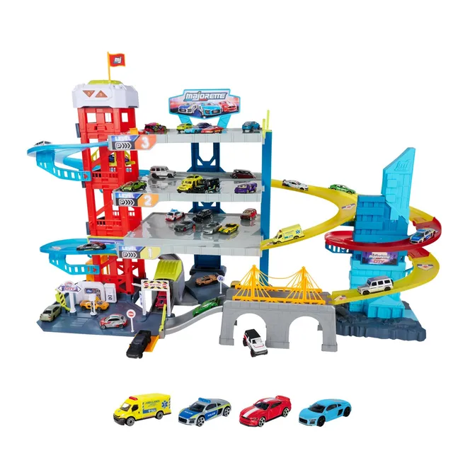 majorette-city-double-track-garage-parkhaus-4-ebenen-mit-4-autos image 1