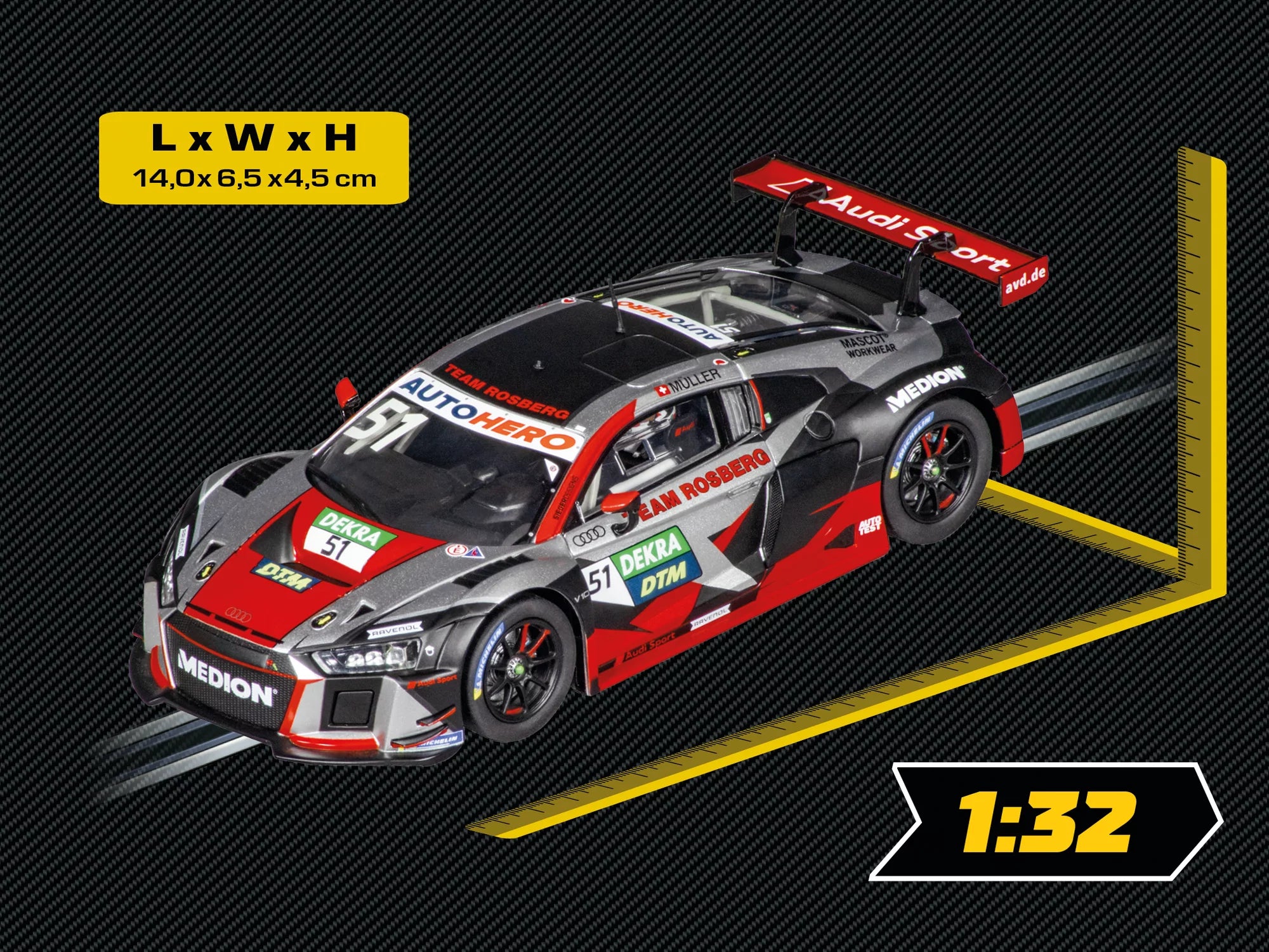 carrera-rc-audi-r8-lms-gt3-team-rosberg-no-51-dtm-slotcar-1-32-evolution image 6