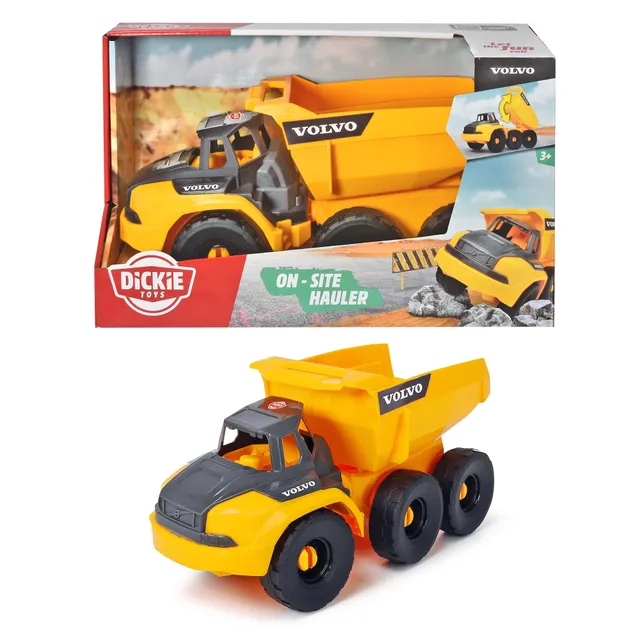 dickie-toys-volvo-muldenkipper-kipplaster-26-cm-gelb-grau image 1