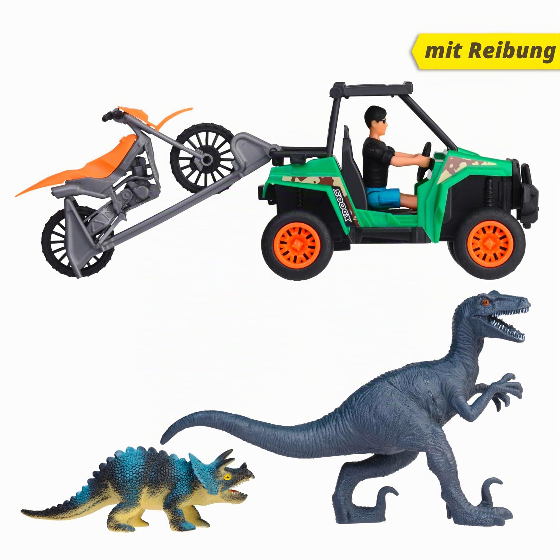 dickie-toys-dino-explorer-set-utv-bike-2-dinos-ranger image 3