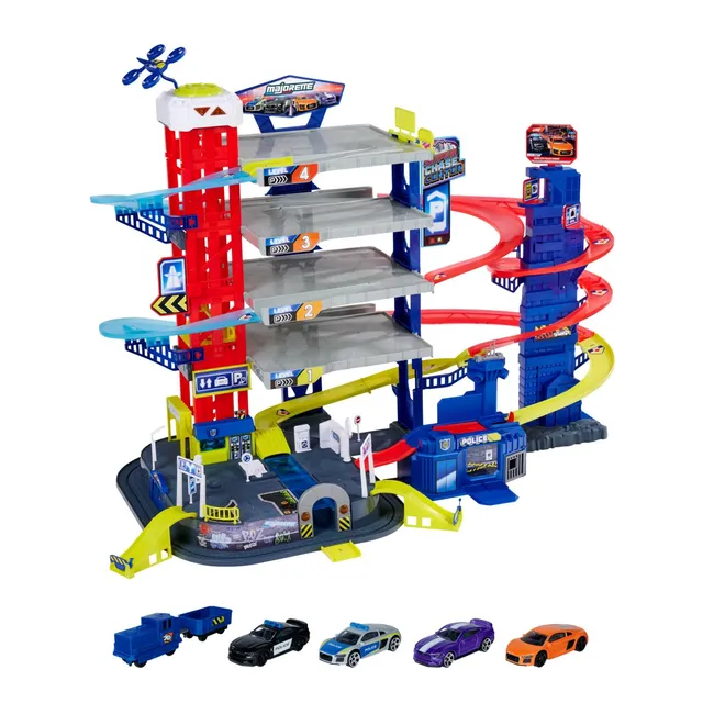 majorette-super-chase-center-5-st-ckiges-parkhaus-mit-spielzeugautos-zug-aufzug- image 1