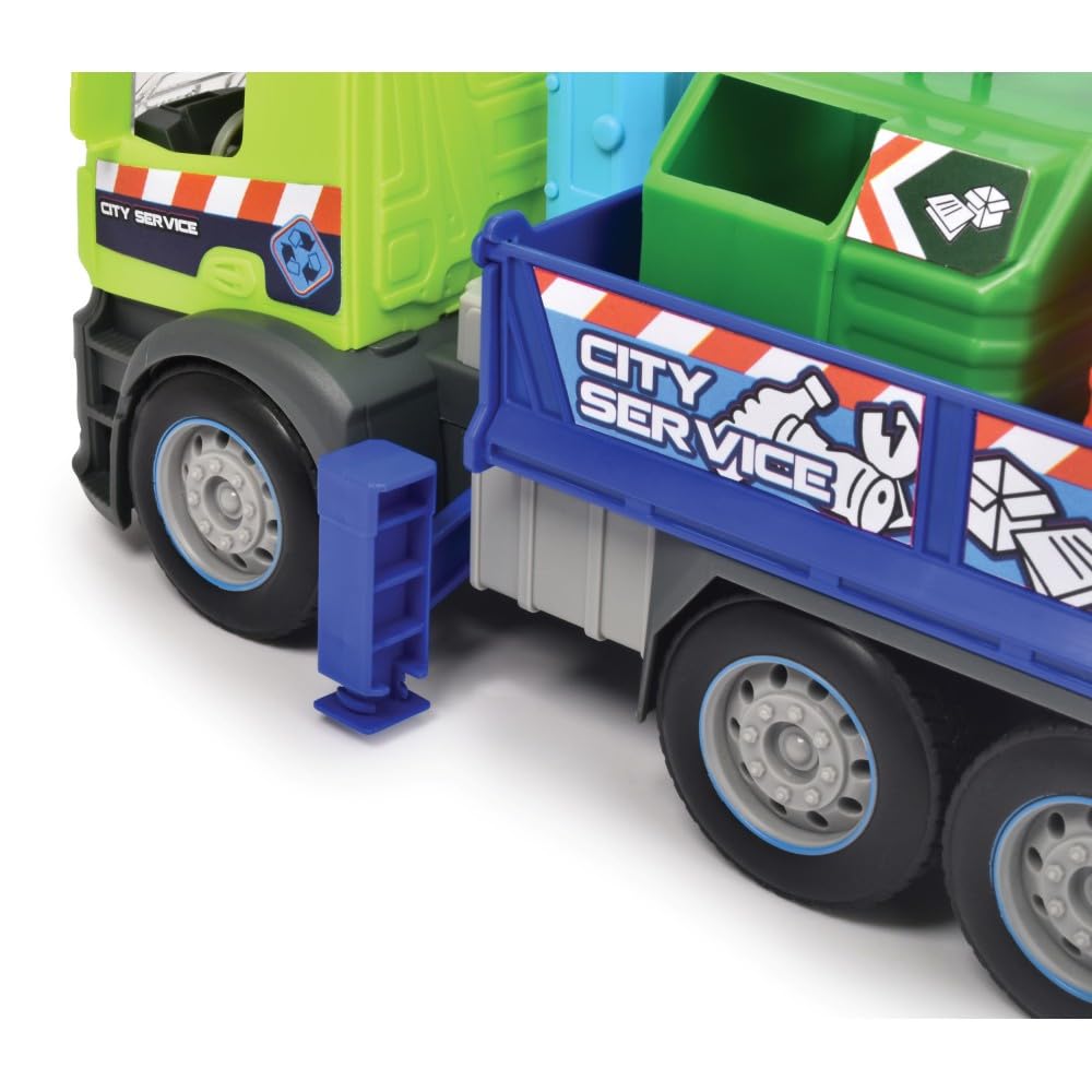 dickie-toys-action-truck-recycling-lkw-26-cm-gr-n-blau-mit-kran-sound-und-warnli image 5