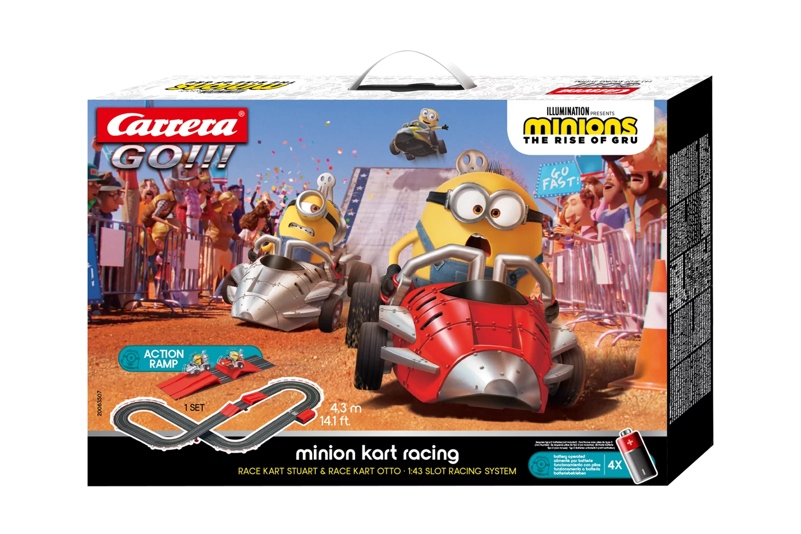 carrera-go-minion-kart-racing-4-3m-bahn-batteriebetrieben-ab-5-jahren image 1