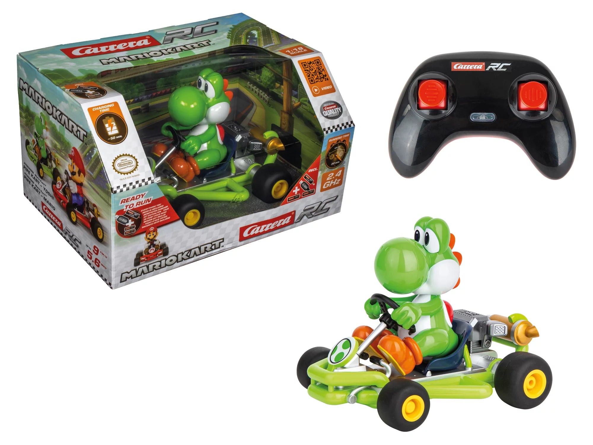 carrera-rc-mario-kart-pipe-kart-yoshi-2-4-ghz-rc-auto-1-18 image 2