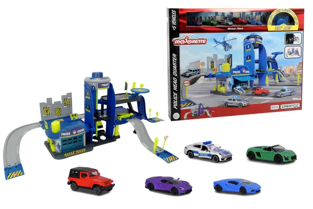 majorette-creatix-polizeistation-spielset-103-cm-mit-5-autos image 1