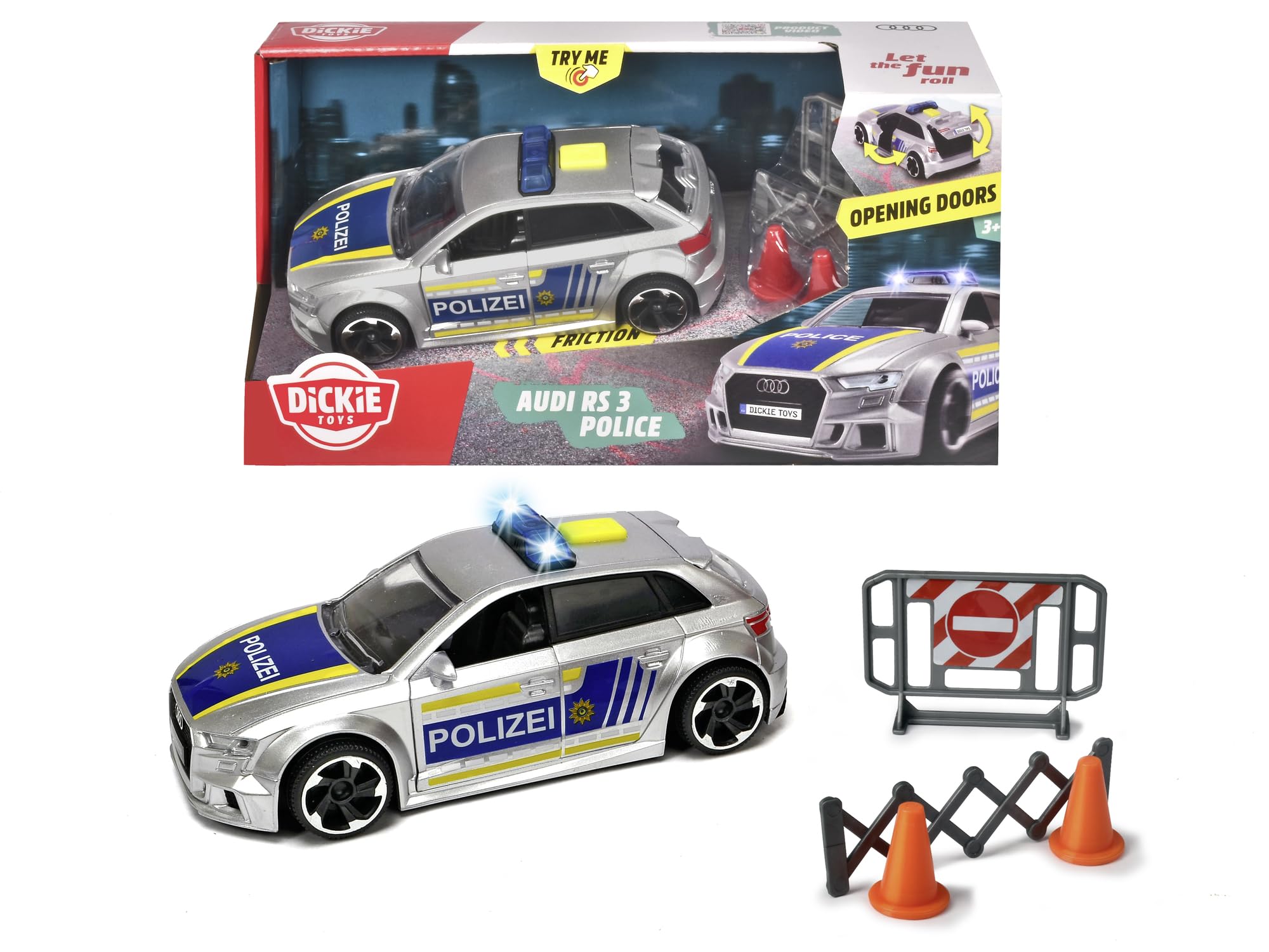 dickie-toys-audi-rs3-polizeiauto-15-cm-mit-stra-ensperre-licht-sound-und-friktio image 6