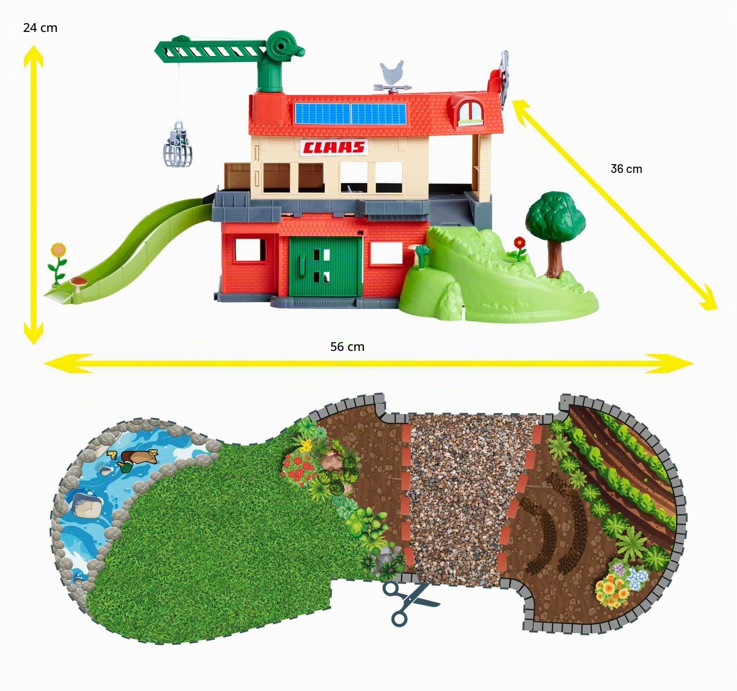 majorette-claas-farm-spielset-bauernhof-56x36x24-cm-mit-traktoren image 2