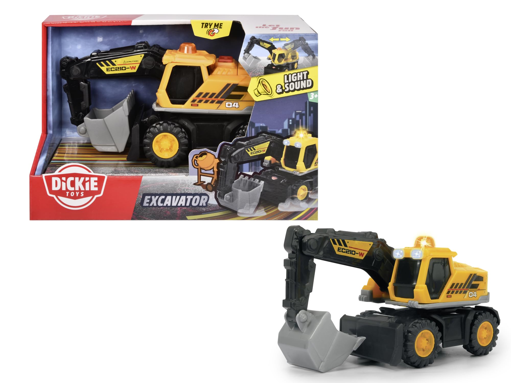 dickie-toys-bagger-schaufelbagger-baustellenfahrzeug-16-cm-gelb image 5
