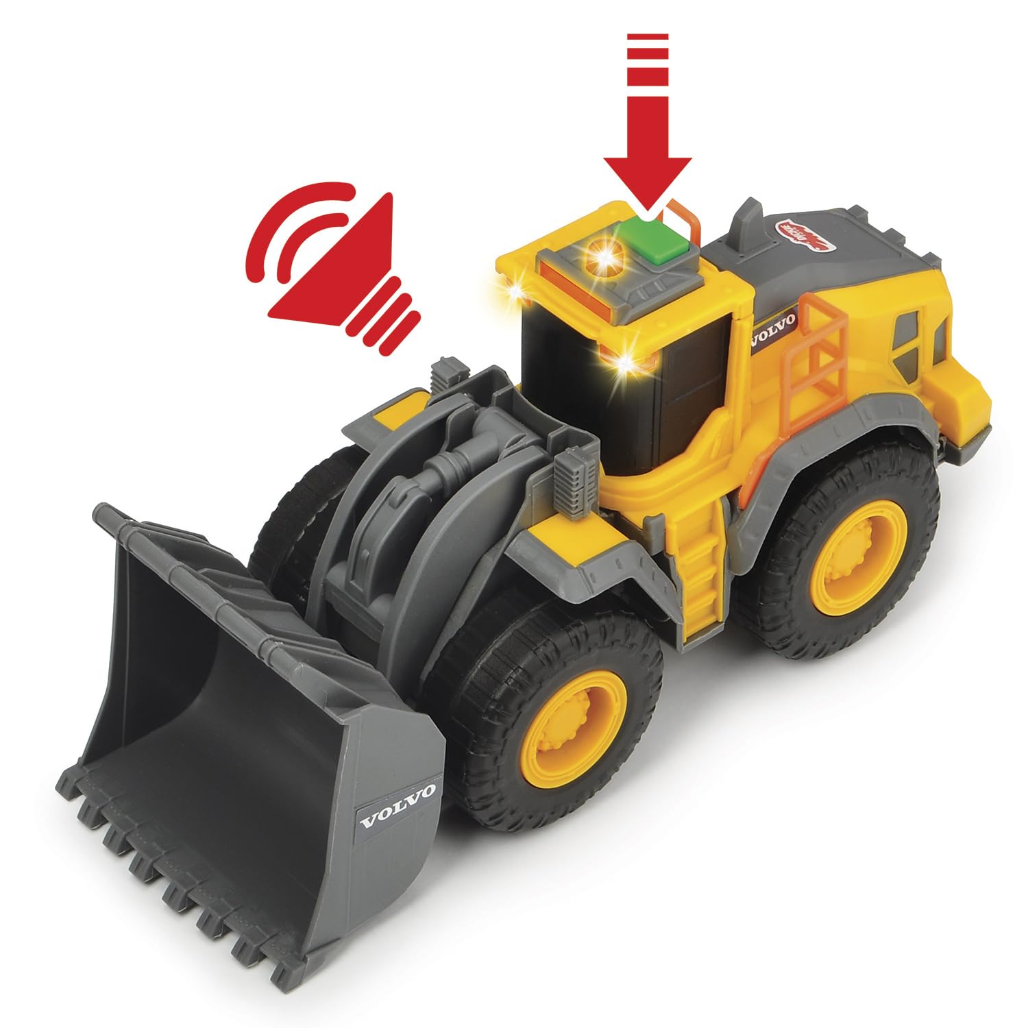 dickie-toys-volvo-radlader-baustellenfahrzeug-23-cm-mit-licht-sound-und-kippscha image 2