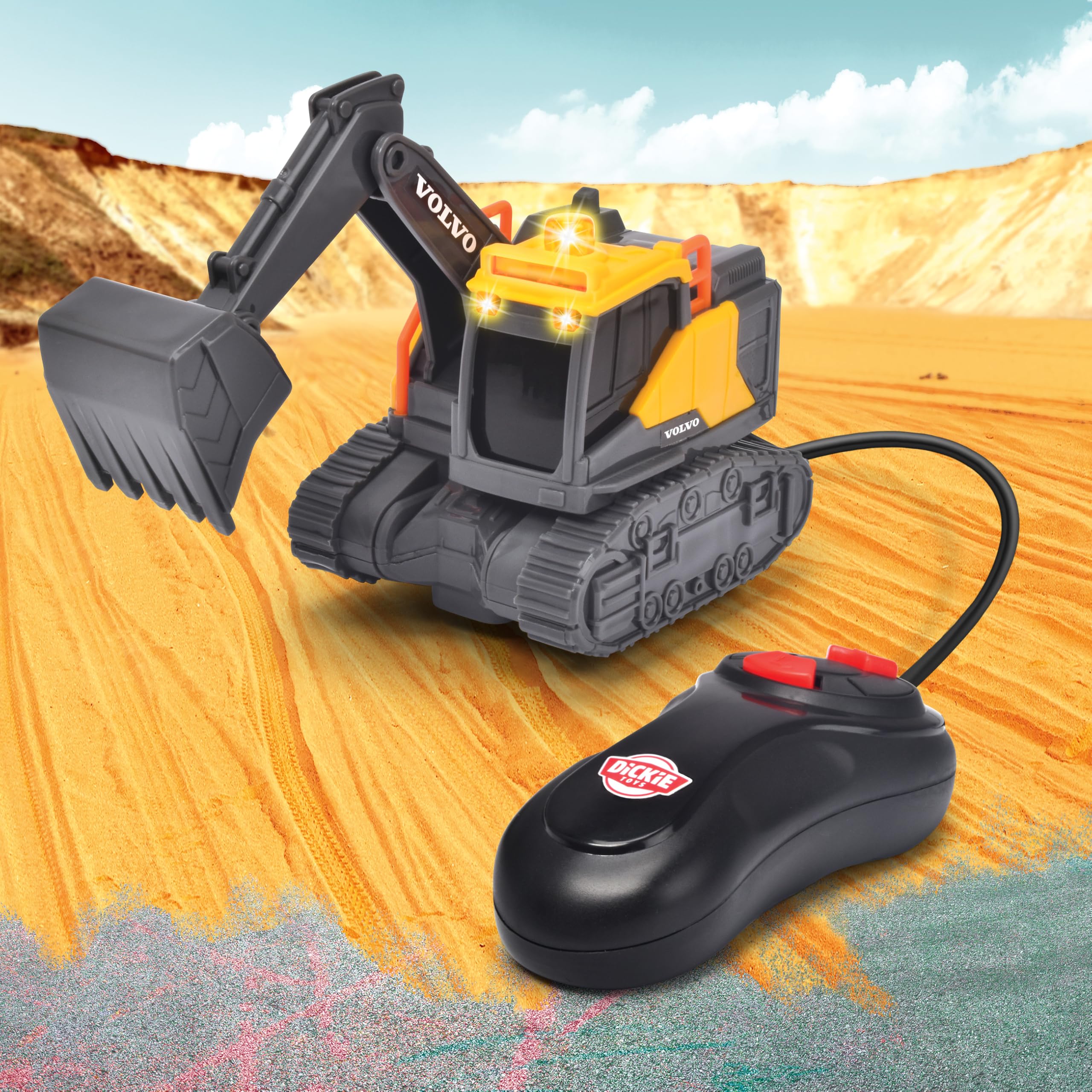 dickie-toys-volvo-bagger-ferngesteuerter-spielzeugbagger-14-cm-mit-kabelfernsteu image 5