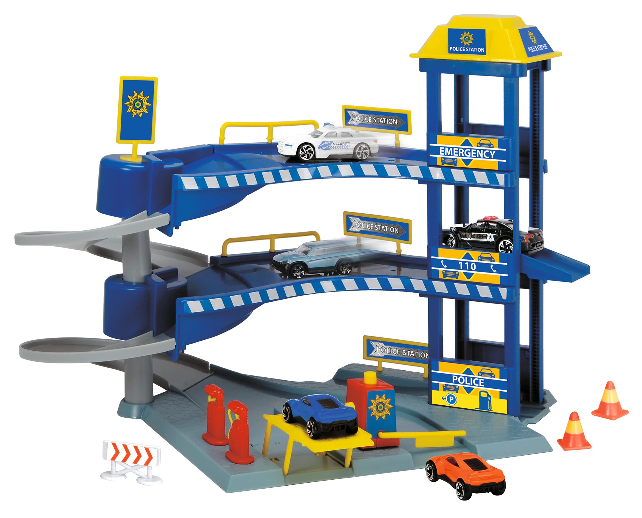 dickie-toys-rettungsstation-polizei-und-feuerwehr-garage-31x41x31-cm image 1