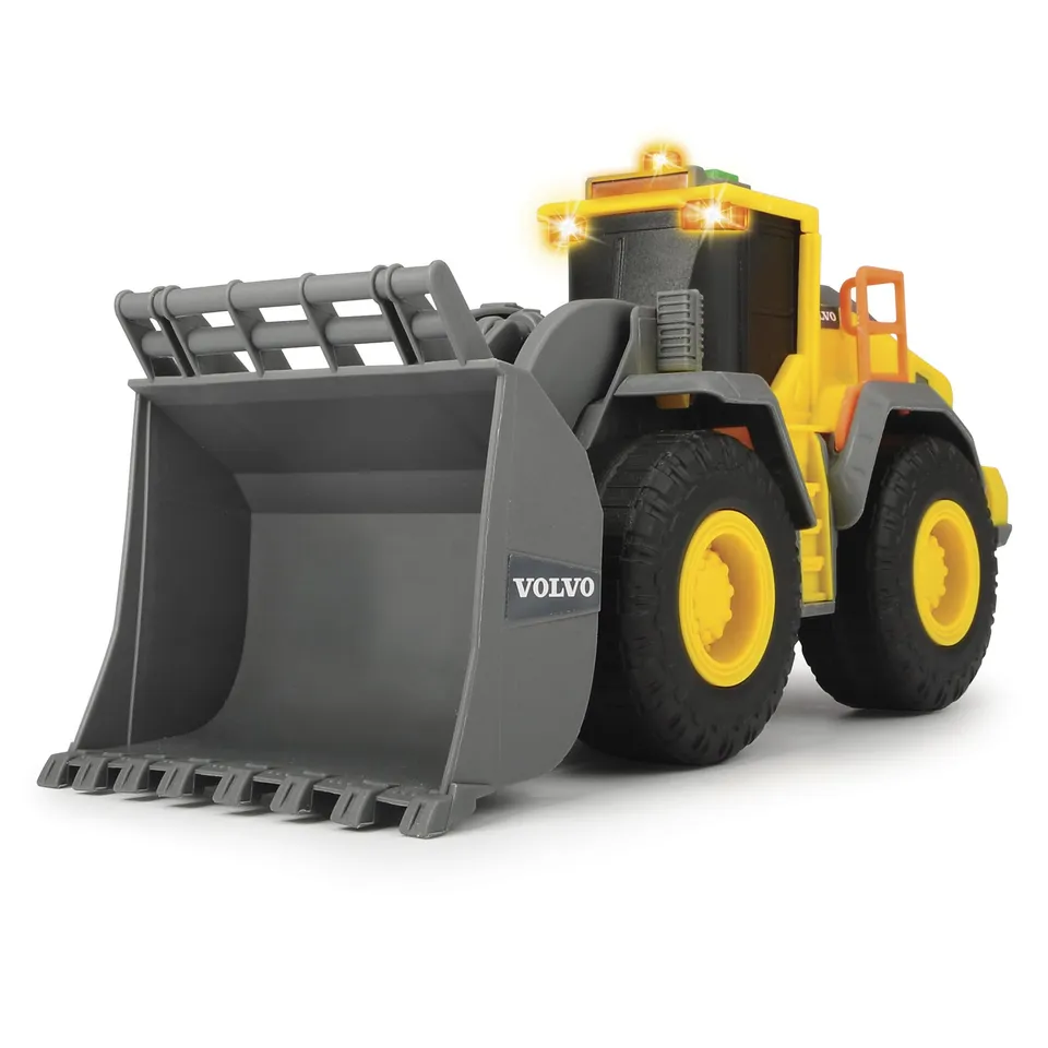 dickie-toys-volvo-radlader-baustellenfahrzeug-23-cm-mit-licht-sound-und-kippscha image 1