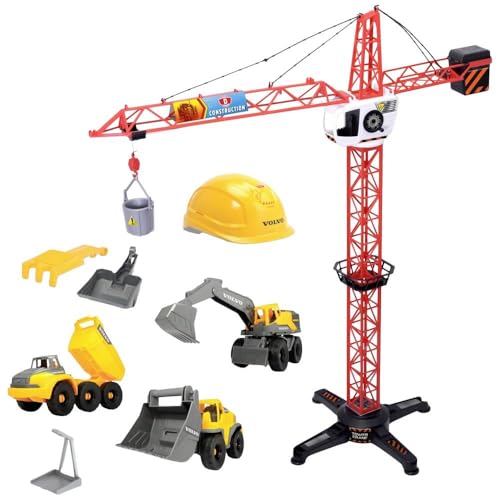 dickie-toys-volvo-baustellen-spielzeug-9-teiliges-set-1-meter-hoher-kran-3-baust image 3