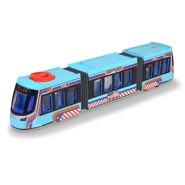 dickie-toys-city-tram-stra-enbahn-41-5-cm-spielzeug-mit-freilauf-lenksteuerung-u image 1