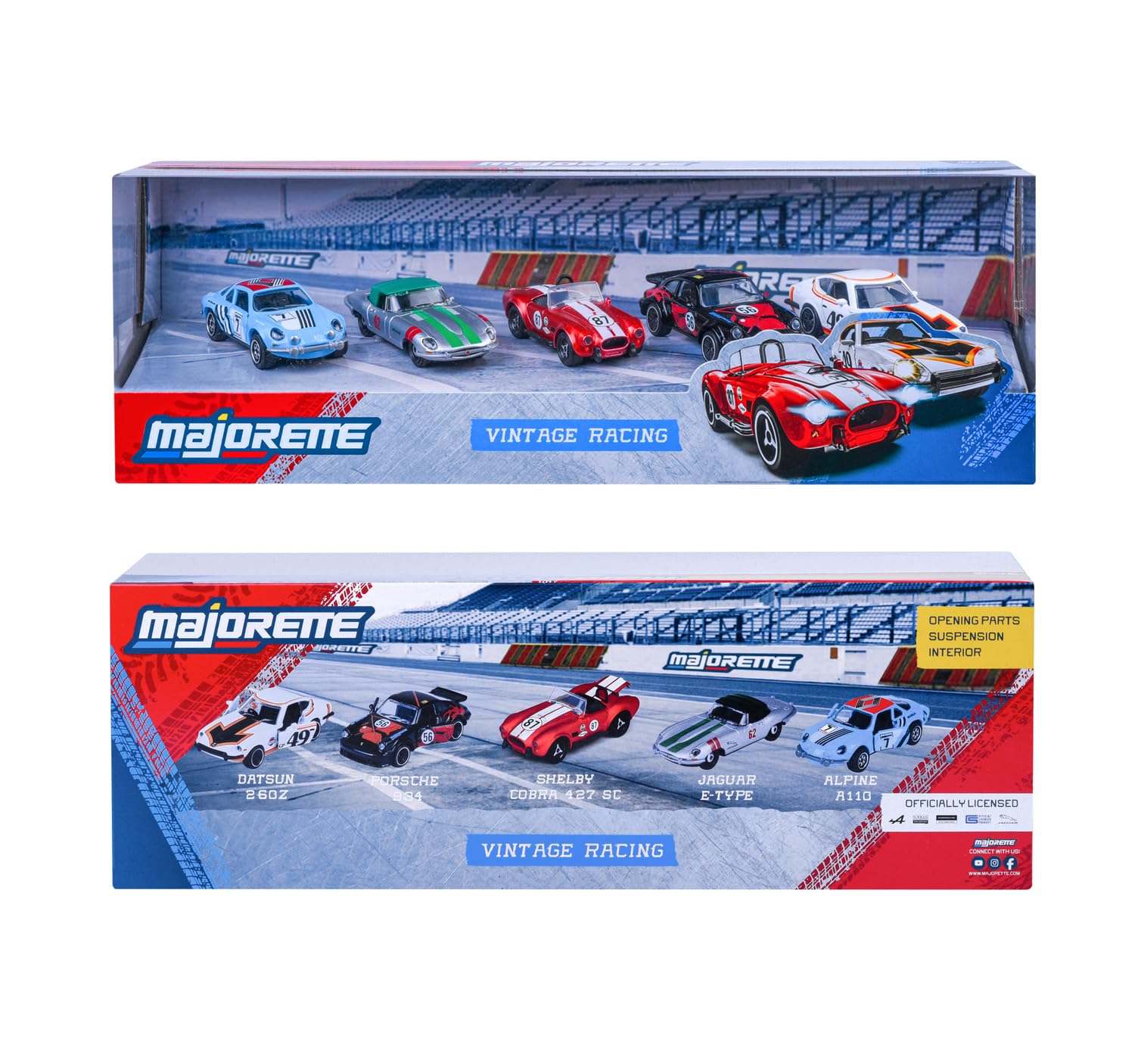 majorette-vintage-racing-auto-set-5er-shelby-cobra-porsche-934-u-a-metall-7-5-cm image 7