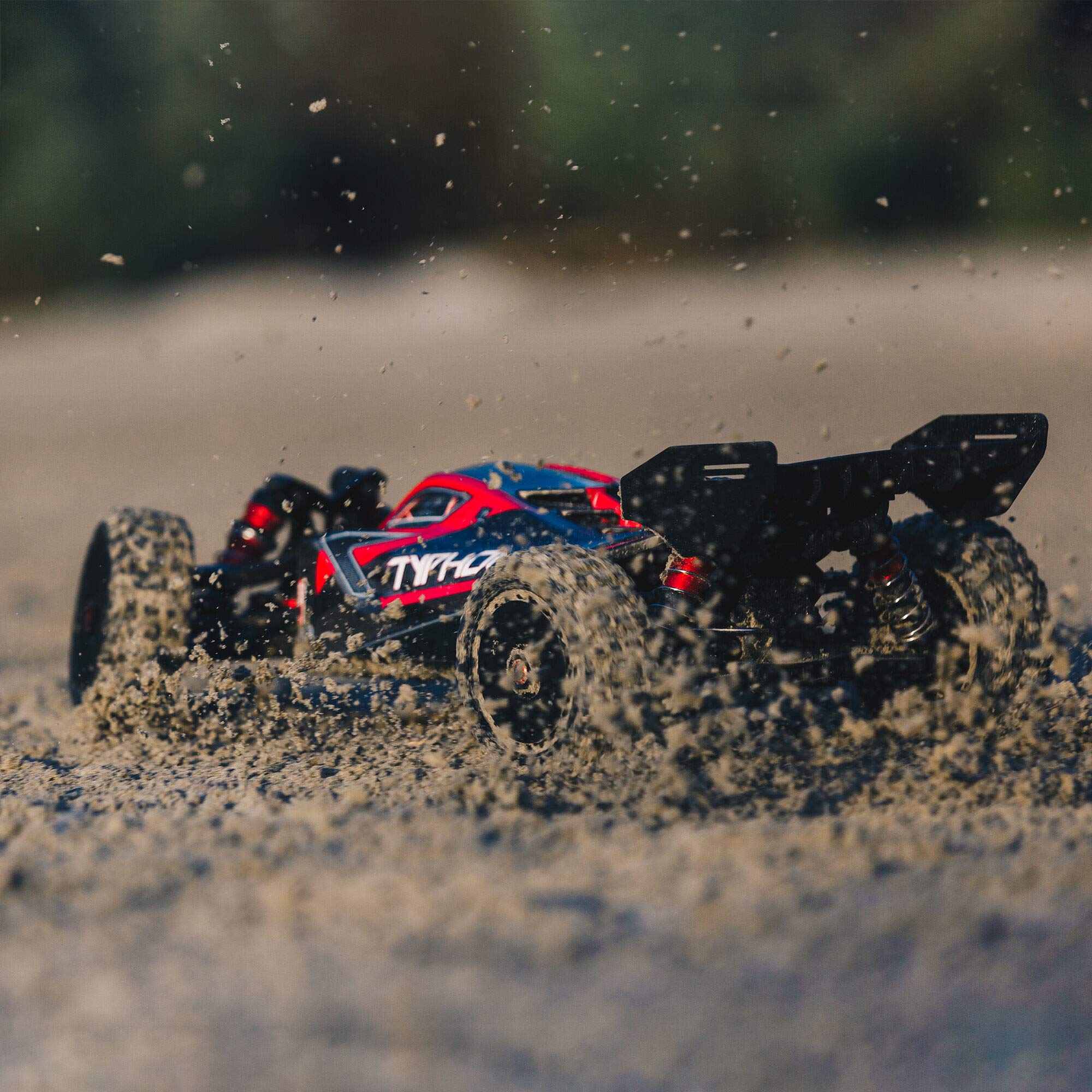 arrma-rc-auto-1-8-typhon-6s-v5-4wd-blx-buggy-mit-spektrum-firma-rtr-schwarz-rot- image 5