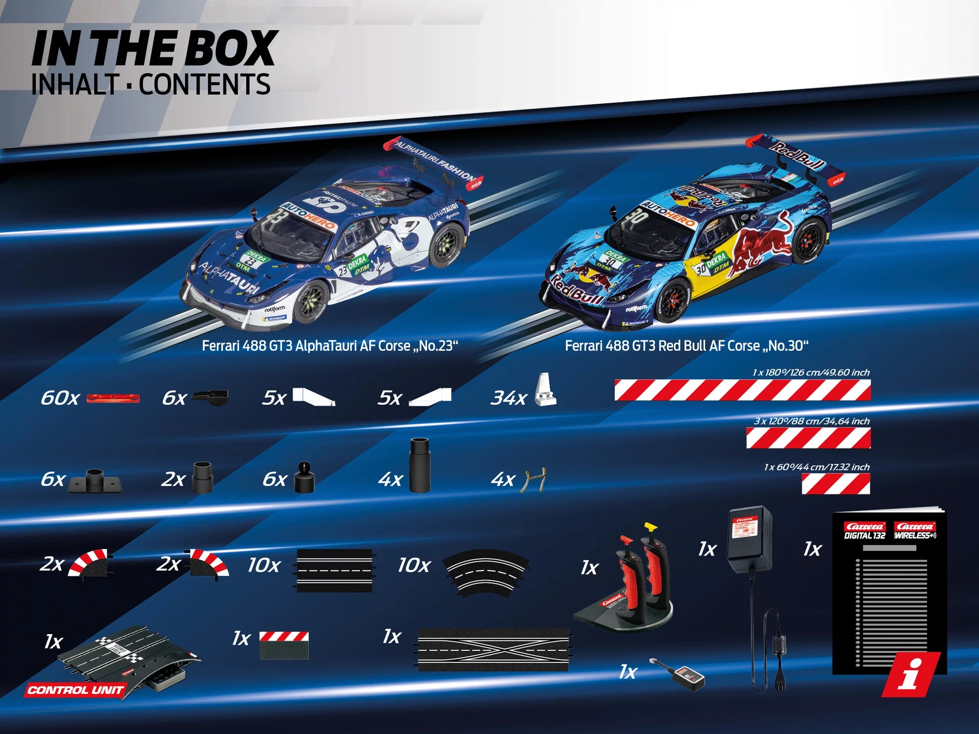 carrera-digital-132-dtm-bull-and-horse-rennbahn-set-ferrari-488-gt3 image 6